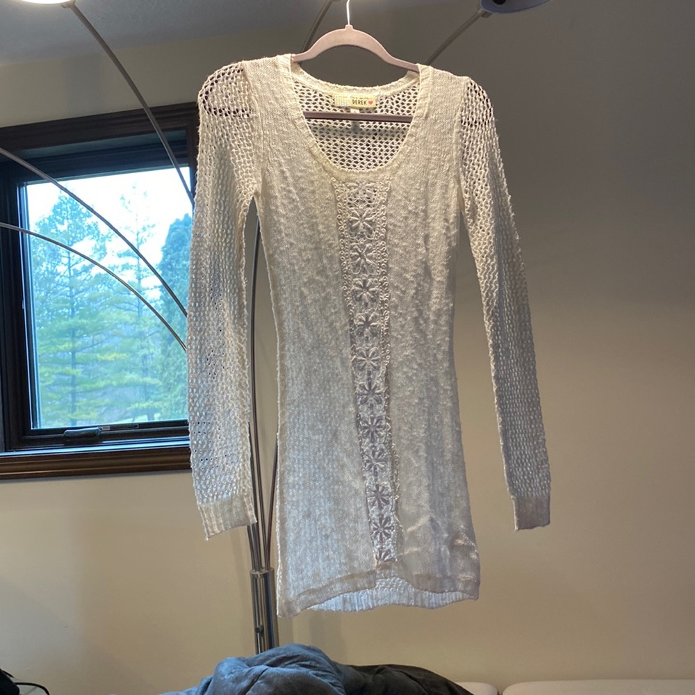Scoop neck crochet sweater size S